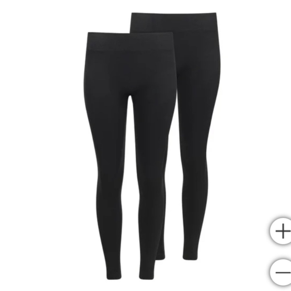 NEW Two (2) Pairs Lemon Fleece Lined Leggings Black Size Medium